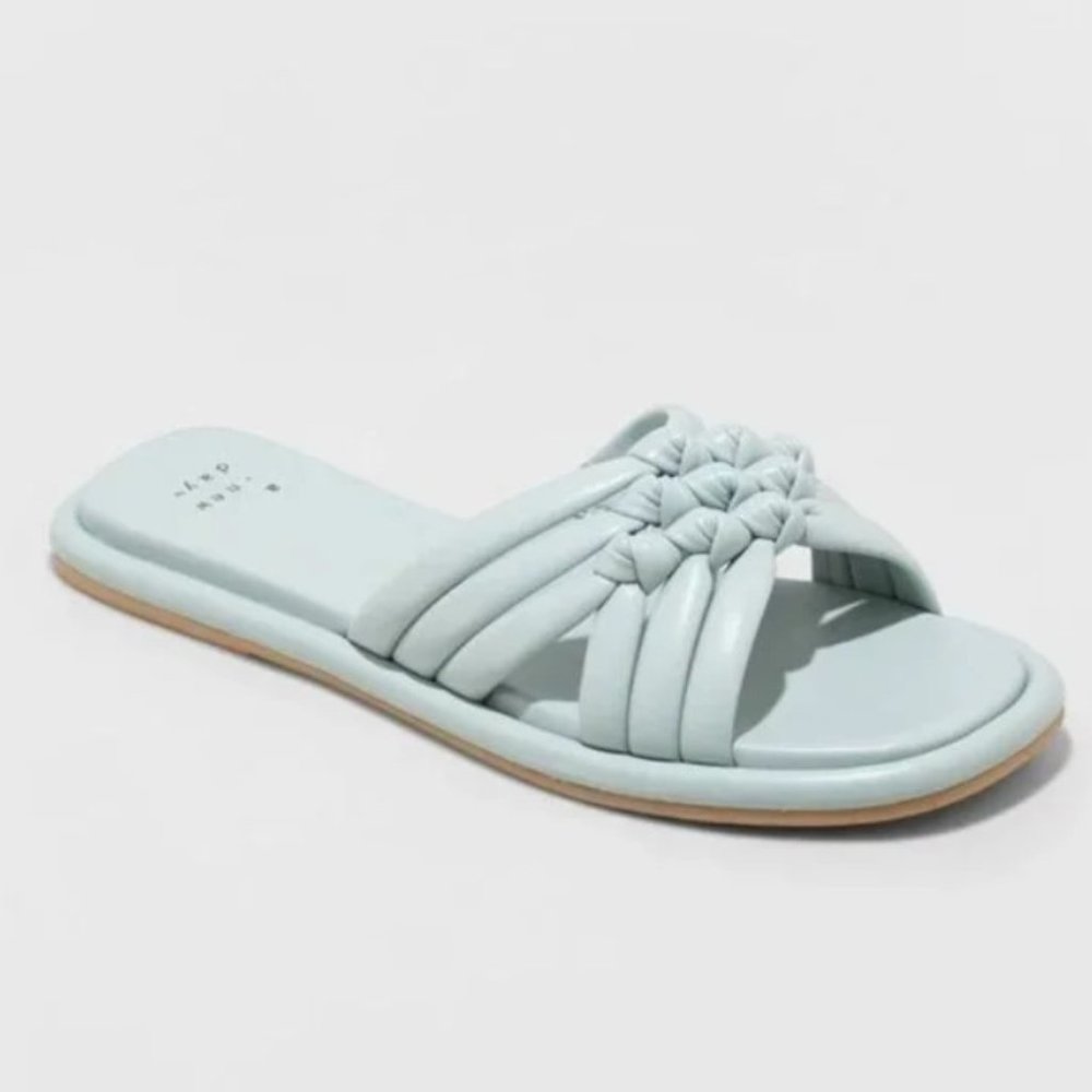 Women's Dulce Padded Knot Slide Sandals Light Blue - A New Day 6.5